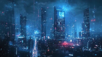 Futuristic Cityscape at Night