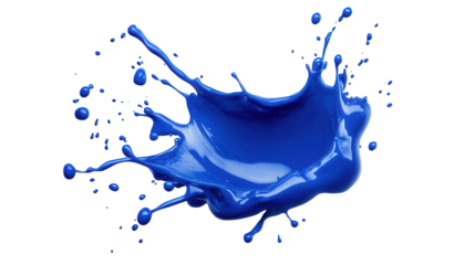 realistic blue paint splash isolated on transparent and white background