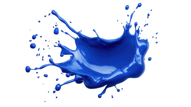realistic blue paint splash isolated on transparent and white background - Powered by Adobe