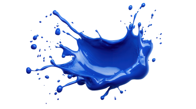 realistic blue paint splash isolated on transparent and white background - Powered by Adobe