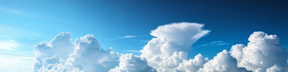 White fluffy clouds on blue sky. Abstract cloudscape background