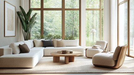 Interior of modern living room. 3D render, 3D illustration