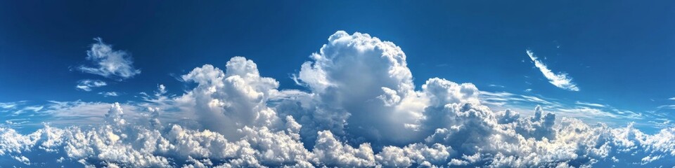 Obraz premium White fluffy clouds on blue sky. Abstract cloudscape background
