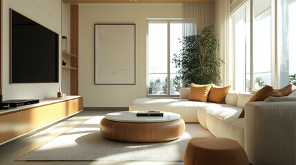 Interior of modern living room. 3D render, 3D illustration