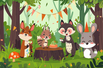 Naklejka premium rabbit and friends