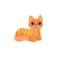 Cute Cat Vector illustration. love kitten isolated On white Background.