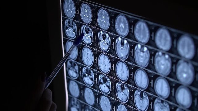 Radiologist. Examines an X-ray. Details on an X-ray. Slow motion. High quality 4k footage. High quality 4k footage