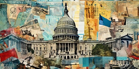 Fototapeta premium A collage of images of the United States Capitol building