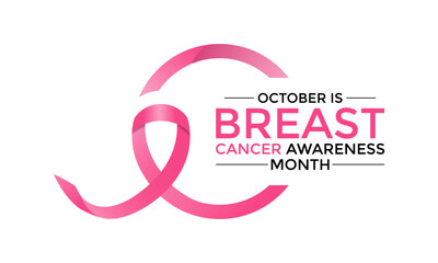 Breast cancer awareness pink ribbon.  Banner template design. During  October, which is Breast Cancer Awareness Month, this ribbon is widely used in campaigns to promote awareness.
