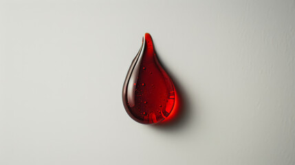 Obraz premium A red drop of blood is shown in a glass. The drop is almost completely filled with blood, with only a small portion of it visible. Concept of sadness or loss