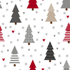 Seamless Christmas background with decorative Christmas trees