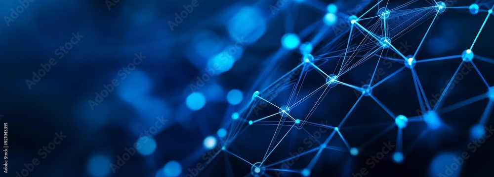 Poster Points and lines in abstract digital background. Plexus, big data, network, 3D rendering. Abstract technology science background.