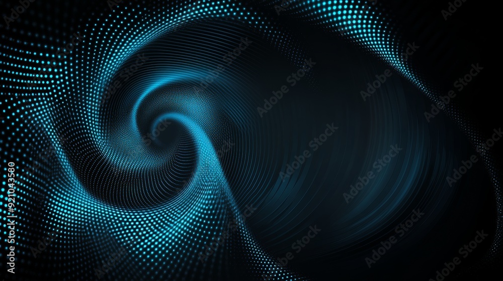 Poster abstract particle vortex. dynamic wave moving in space. 3d modelling and rendering.