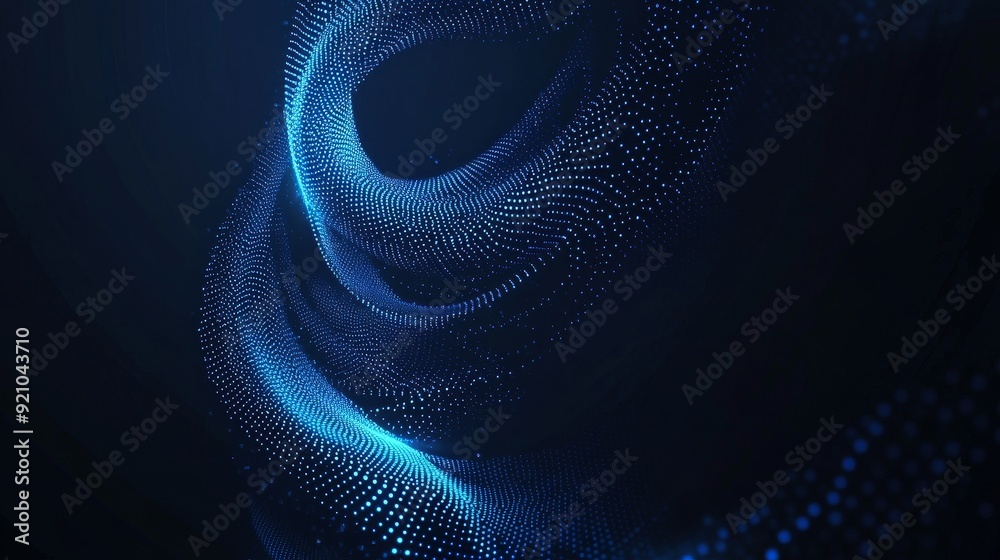Poster a futuristic particle vortex moving in space. illustration with explosions of data. 3d rendering.