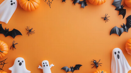 halloween background with pumpkin and bats