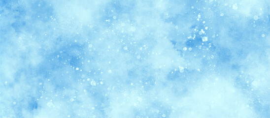 light blue bokeh background for design, beautiful blue watercolor background with glitter particles, A winter background with snowflakes and randomized floating bokeh, blue snow background texture.