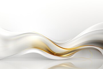 Abstract background with golden wavy lines and white surface.