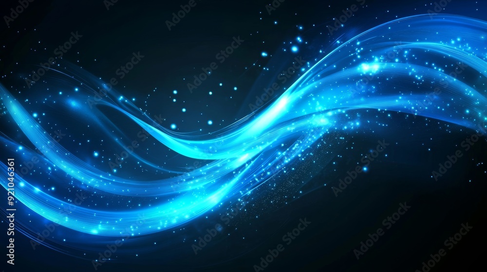 Wall mural blue wavy line graphics for web and ppt backgrounds