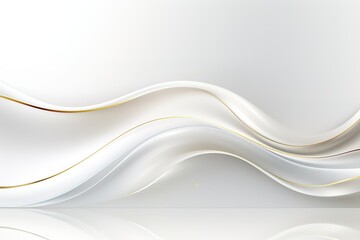 Abstract background with soft white and golden waves.