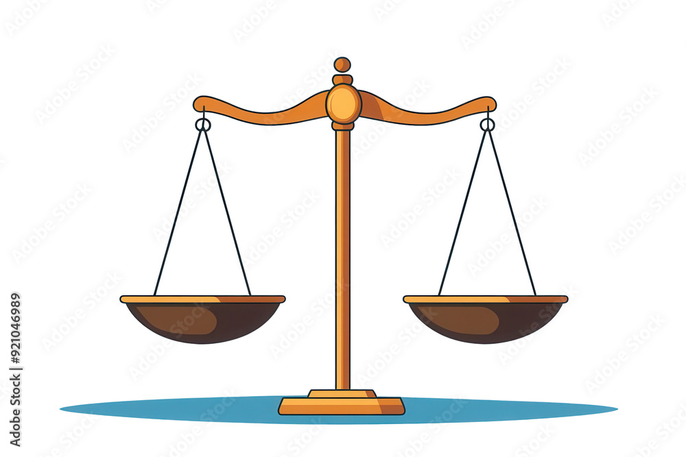 Wall mural A colorful illustration of a classic balance scale symbolizing justice and equality, perfect for legal and educational themes.