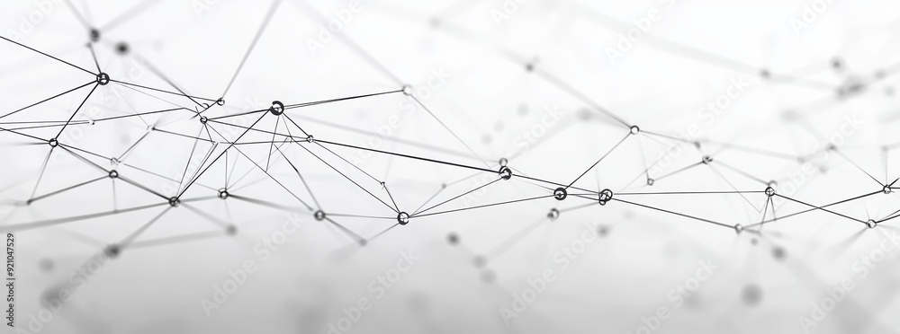 Poster concept of global network connection, digital technology, and communication with dots and lines acro