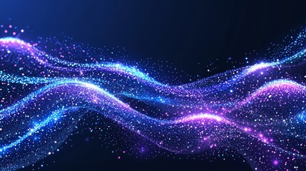 Obraz premium An abstract, futuristic wave background with dots and lines connecting to the Internet. A digital, 3D background.