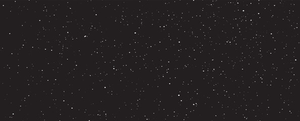 Snow, stars, fairy twinkling lights, rain drops on black background. Abstract vector noise. Small particles of debris and dust. Distressed uneven grunge texture overlay.
