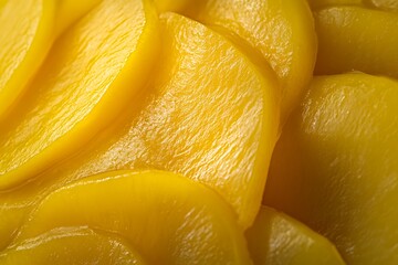 Close-up of Yellow Pickled Ginger Slices
