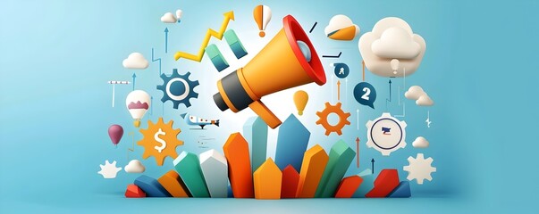 Business Growth and Success Concept with 3D Illustration.