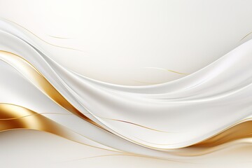 Abstract background with white and gold waves.