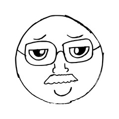 sketch drawing of emoji grandfather with glasses.