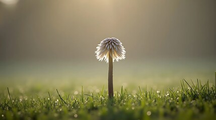 Shaggy Mane Mushroom in Morning Sunlight