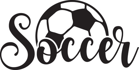 Fototapeta premium Soccer typography clip art design on plain white transparent isolated background for card, shirt, hoodie, sweatshirt, apparel, card, tag, mug, icon, poster or badge