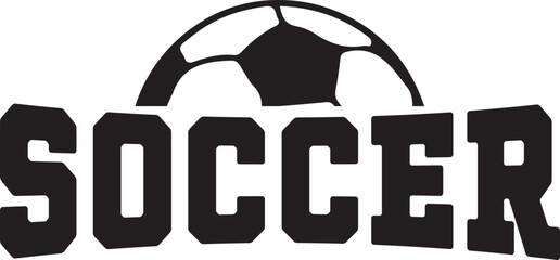 Soccer typography clip art design on plain white transparent isolated background for card, shirt, hoodie, sweatshirt, apparel, card, tag, mug, icon, poster or badge