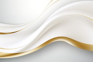 Abstract background with white and gold wavy lines.