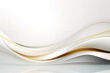 Abstract background with white and gold wavy lines.