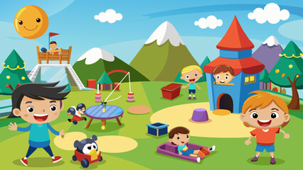 isolated set of activity kids play vector illustration