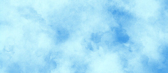 White and blue frozen ice surface color blurry and defocused Cloudy Blue Sky, watercolor picture painting illustration with clouds and stains, Classic hand painted Blue watercolor background.