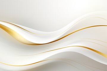 Abstract background with white and gold wavy lines.