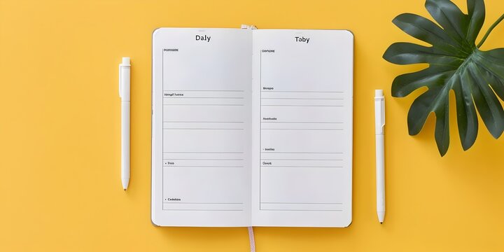 Minimalist Daily Planner Page with Tasks Checklist and Notes on Yellow Background