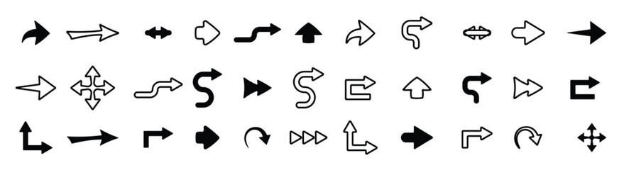 Arrows set transparent background