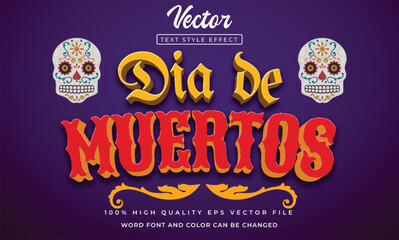 dia de muertos editable 3d text effect