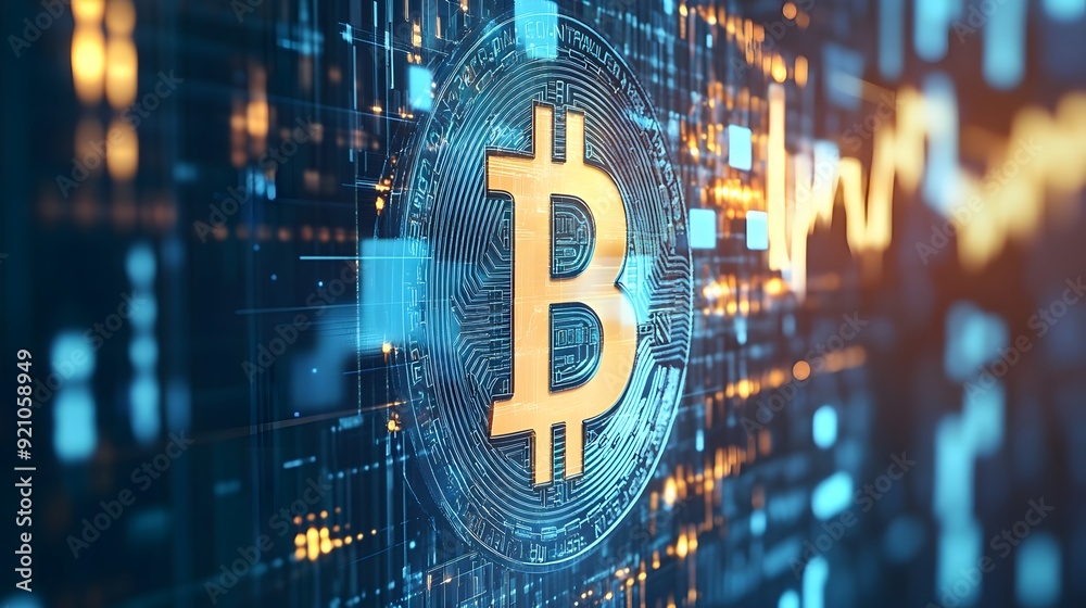 Poster 46. a conceptual image of bitcoin as part of a digital revolution in finance