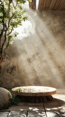 Fototapeta premium Rustic Wooden Platform in a Natural Setting