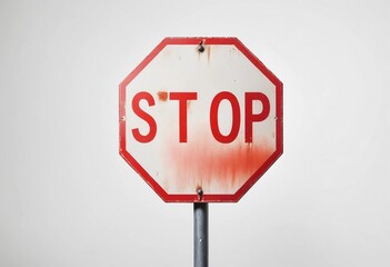 Obraz premium A stop sign on an isolated flat white background.