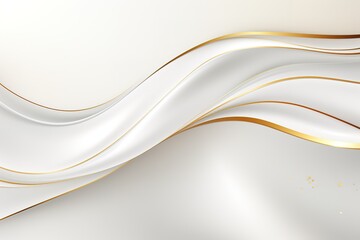Abstract background with white waves and gold lines.