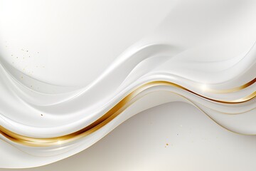 Obraz premium Abstract background with white waves and golden lines.