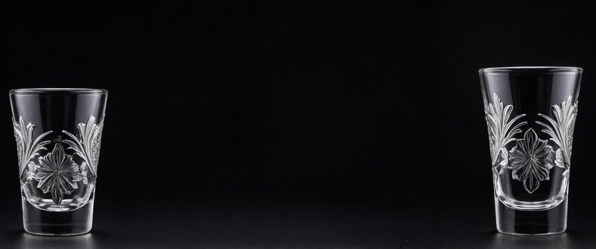 An elegant display of two intricately designed glassware pieces, perfect for upscale gatherings and celebrations.