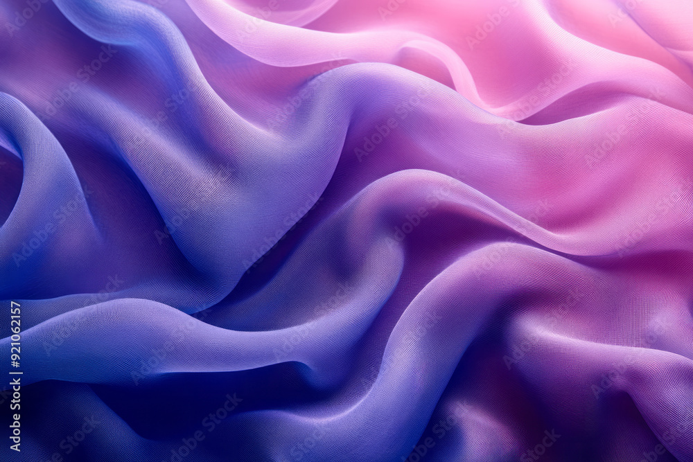Poster an abstract composition of blue and purple fabric billowing in the wind, with subtle shadows and hig