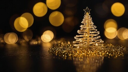 Christmas tree toy in the form of a house on a branch. Christmas mood background. Vacation atmosphere. Comfort hyuge concept cozy. Family budget Mortgage buying real estate